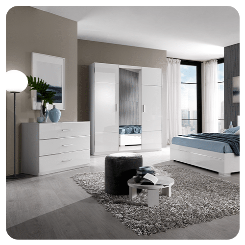 Chambre complète Glossy Blanc