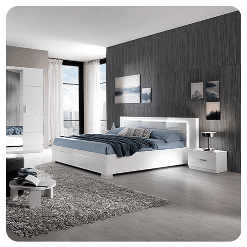 Chambre complète Glossy Blanc – Image 2