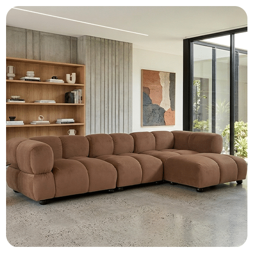 Canapé d'angle modulable marron