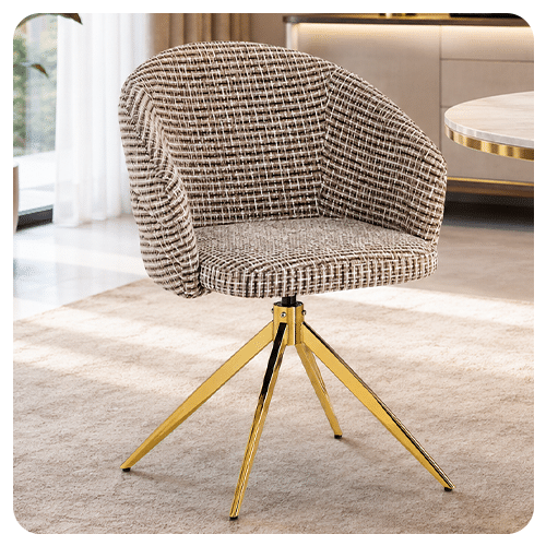 Chaise pivotante 360 ° piètement doré