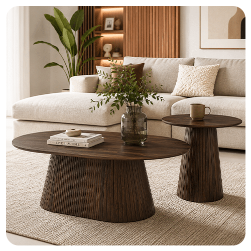 Ensembles tables basses ronde et rectangle