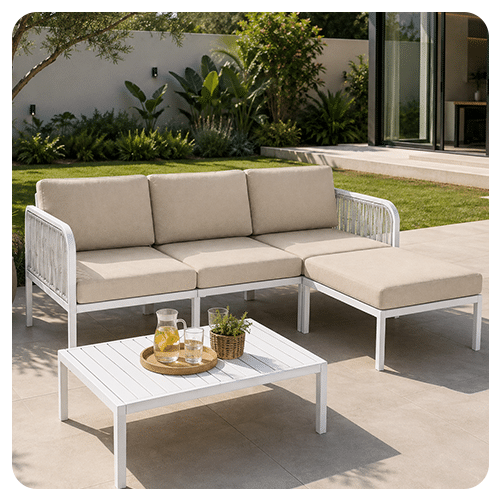 Salon de jardin en angle
